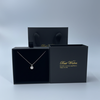 Boîtes à bijoux noires personnalisées de luxe, étiquette privée, emballage cadeau élégant, commande en gros, papier recyclé écologique, livraison rapide
