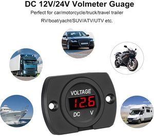 Dc 12V 24V Waterdichte Led Digitale Display Paneel Ronde Mini <span class=keywords><strong>Voltmeter</strong></span> Met Terminals Voor Auto - Product Image 5