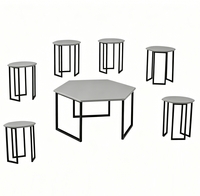 YUKAI Nouvelle conception Table basse moderne convertible 7 pièces avec panneaux MDF + PVC 1+6 CT-119 pour appartement