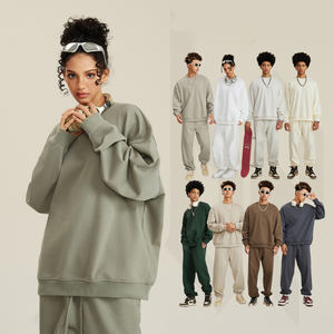 H5427カスタムロゴグラフィックパターン高品質440グラムコットンブレンドフレンチテリー裏地クルーネックブランクスウェットシャツ - Product Image 1