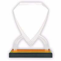 Trophée Bouclier Acrylique Transparent Personnalisable de 8 à 3/4 Pouces Médailles et Trophées en Cristal Clair avec Base Noire