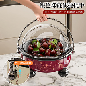 Christmas Fruit <b>Basket</b> With Lid Round <b>Plastic</b> Snack Holder For Home Decor Holiday Party Gift Storage Container - Product Image 4