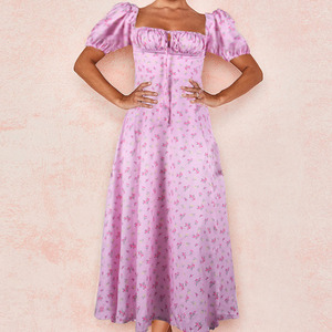 Jupes longues rétro pour femmes, manches bouffantes, imprimé Floral, <span class=keywords><strong>mi</strong></span>-longue, style bohémien, nouvelle collection - Product Image 5