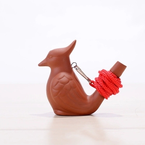 Silbato de agua de arcilla roja con diseño de pájaro crestado y cordón, juguete musical para niños - Product Image 2