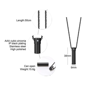 Pendentif ouvert pour cendres funéraires d'animaux de compagnie, en acier inoxydable, résistant à l'eau, sans ternissement, avec zircon, pour colliers de bijoux de mode raffinés - Product Image 2