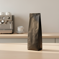 Sacs d'emballage en aluminium avec soufflet latéral, noir mat, emballage simple, sacs de stockage en mylar, sacs à café 1 kg