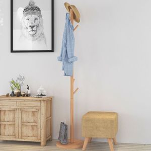 Perchero de bambú Natural para colgar ropa, organizador de almacenamiento de ropa de madera <span class=keywords><strong>con</strong></span> estante superior y Zapatero - Product Image 6