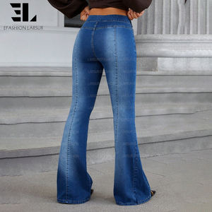 LARSUR Xintang Guangzhou Chine Usine de fabrication de jeans en denim, fournisseur, grossiste, jeans classiques évasés et skinny pour femmes - Product Image 3