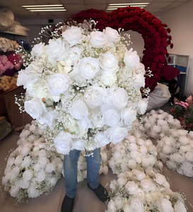 Nueva Llegada, Bola de Flores de Rosa Artificial de Seda Blanca 5D de Lujo y Alta Calidad, Grande de 60 cm, Centros de Mesa y Decoraciones para Bodas - Product Image 4
