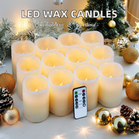 Bougies LED sans flamme pilier de cire véritable à piles avec contrôle de l'heure à distance pour la décoration de la maison pour Noël