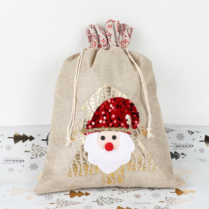 Sac cadeau de Noël en coton écologique avec cordon de serrage OEM, de qualité supérieure, pour le rangement de bonbons de Noël - Product Image 4