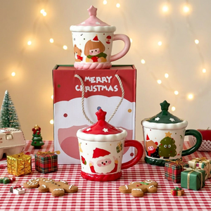 Mug à café en céramique de Noël de 480 ml avec couvercle - Réutilisable, sans danger pour les aliments, adapté aux boissons chaudes, cadeau promotionnel - Product Image 4