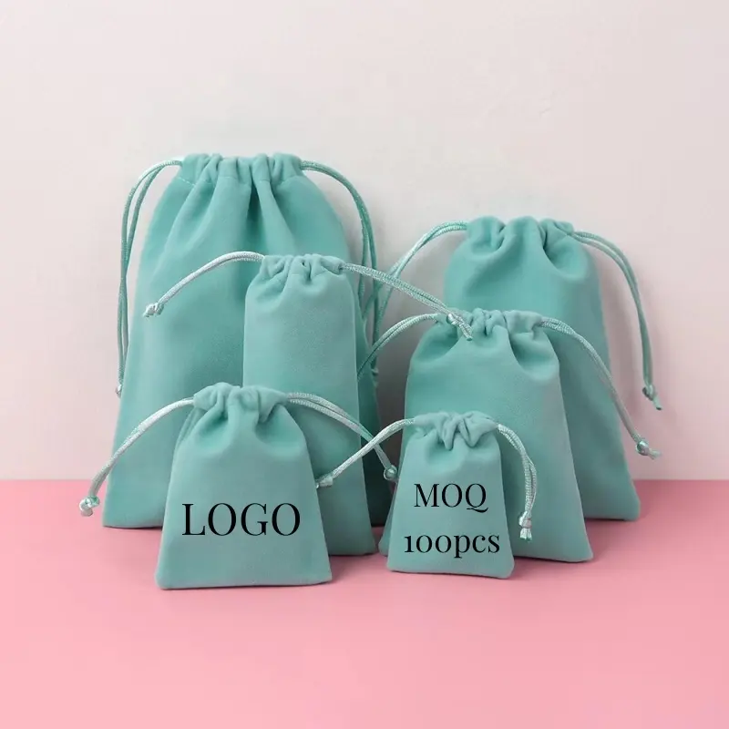 Pochette de sac en velours avec Logo personnalisé, pochette d'emballage de bijoux