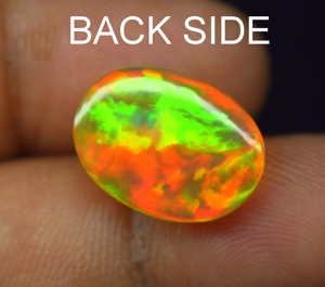 Opale de haute qualité multi-feu, cabochon, pierre précieuse naturelle en vrac, Rajasthan Z. R. GEMS JEWELLERY, ovale 16.6x12.4x6.4mm, 7.10 carats pour - Product Image 6