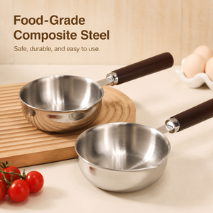 Cacerola de Acero Inoxidable Solidus con Mango Ergonómico de Madera, Capacidad de 300 ml, Diseño Minimalista, Base Multicapa Resistente para Gas - Product Image 5