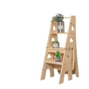 Solid Wood Folding Footstool Chair Indoor Climbing <b>Step</b> Multi Functional Ladder Home <b>Stool</b> And Ottoman 150 Kg Load Capacity - Product Image 5