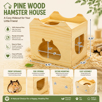 Maisonnette universelle pour cochon d'Inde en bois massif, cage combinée multi-ouvertures pour hamster, portable, bien ventilée, utilisation intérieure/extérieure, sûre