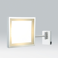 Cermin Rias LED Persegi Modern Bingkai Aluminium Krom Sakelar Sensor Sentuh Anti-Kabut Pencahayaan Depan Hangat Berperingkat IP44 untuk Penggunaan Hotel