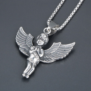 <b>Angel</b> Pendant Stainless Steel Necklace Wings Geometry Design <b>Gift</b> Jewelry SP766 - Product Image 2