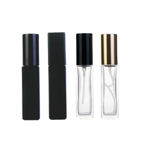 Flacons de parfum en verre carrés vides, noirs mats, 5 ml, 10 ml, avec pompe pulvérisatrice fine pour cosmétiques et brume hydratante