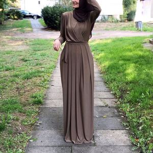 Yibaoli rifornimento della fabbrica vendita calda di alta qualità <span class=keywords><strong>nero</strong></span> navy grigio verde jersey pieghettato abito abaya donne con cintura - Product Image 2