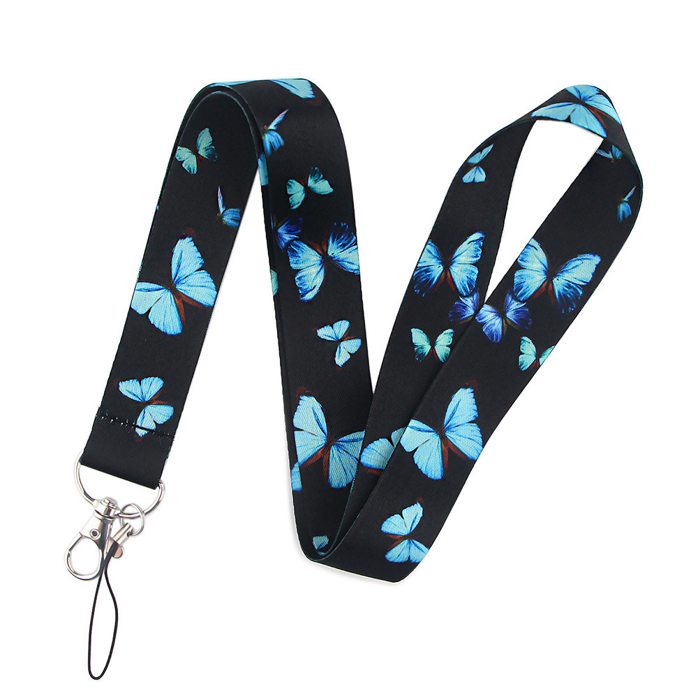 Wholesale Satin Lanyards Fashion Butterfly Design Lanyards Student Work Nurse Card Holder Accessories Phone Lanyard Custom Logo Image 4