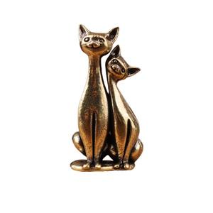 Ornement de chat en couple, <span class=keywords><strong>sculpture</strong></span> en laiton vintage, œuvre d'art, chats entrelacés, œuvre d'art pour la maison, le bureau, <span class=keywords><strong>statue</strong></span> de chat, décoration de la maison - Product Image 6