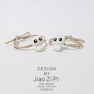 Noeud de cheveux en plastique/résine, chat aux grands yeux noir et blanc, mignon, simple, doux, style japonais et coréen, pour étudiantes, essentiel pour les filles, pour la queue de cheveux - Product Image 4