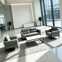 Ensemble de canapés de bureau modernes en cuir gris, canapé d'accueil pour hall de bureau, mobilier commercial, canapé pour visiteurs de bureau