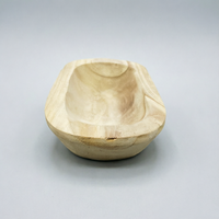 Plateau de service en bois de paulownia naturel, sculpté à la main, bol ovale en bois, décoration rustique pour la maison, pour aliments, bijoux et rangement