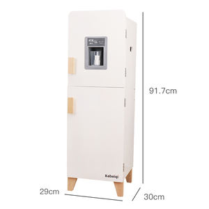 木製キッズキッチンセットシンクオーブン冷蔵庫ごっこおもちゃ教育用デンマークスタイル模擬クッキングセット - Product Image 6