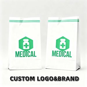 Wholesale Recycled Kraft Paper Pharmacy Prescription Pill Medicine <b>Bag</b> <b>Square</b> Bottom for Hospital Use - Product Image 2