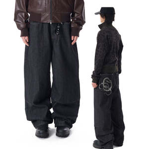 Nueva Moda Vaqueros Negros Japoneses Selvedge Unisex Ajuste Holgado Lavado Y2K Estampado Suave Transpirable Recto Invierno Hip Hop - Product Image 1