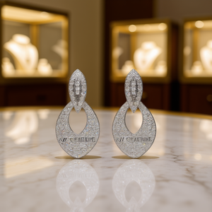 Orecchini Cuarriae in oro bianco con diamanti taglio marquise, gioielli di lusso da donna, diamanti naturali E1024 - Product Image 2