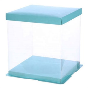 Professional Design Customized Biodegradable Blue Transparent Wedding Birthday Party Cake <b>Boxes</b> - Product Image 1
