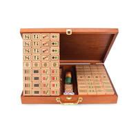 Jeu de Mahjong en bois de hêtre sculpté, emballage personnalisable en boîte en bois, tuiles de Mahjong 37x21x28mm, options de logo client CN/HUN HLDB1017327