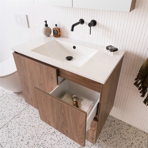 Tocador de baño <span class=keywords><strong>Modular</strong></span> personalizado de alta calidad, espejo inteligente, <span class=keywords><strong>escurridor</strong></span> de cobre, tocador flotante de madera, caja de MDF, cajones de Material - Product Image 2