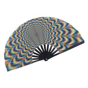 Guansen 13 Inch Bamboo Folding Hand in Custom Printed <b>Large</b> Rave <b>Fan</b> - Product Image 1