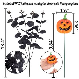 Bouquet d'Halloween, décorations de citrouilles et d'eucalyptus noir pour les fêtes à la maison - Product Image 3
