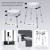 Valise de maquillage professionnelle en aluminium résistante à l'eau de 24 pouces, avec miroir à 8 LED, haut-parleur Bluetooth