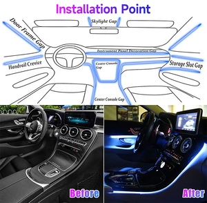 14 Trong 1 Phổ Xe Nội Thất Trang Trí LED Môi Trường Xung Quanh Dải Ánh Sáng Âm Nhạc Nhiều Màu RGB Tự Động Bầu Không Khí Chiếu Sáng - Product Image 6