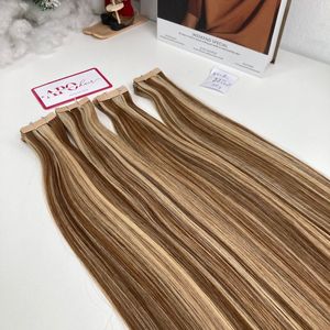 Extensiones de Cabello Humano Virgen de Lujo, Doble Trama, con Cinta Adhesiva, en Color # 4+ # Extensiones de Cabello 18C, Tendencia Top 2026 - Product Image 2