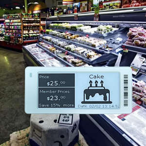 Etiqueta Electrónica de Precio Digital con Pantalla de Tinta Electrónica de 2.13 Pulgadas, Resistente al Agua, con Código de Barras, Conexión Wifi, para Alimentos Frescos y Congelados - Product Image 1