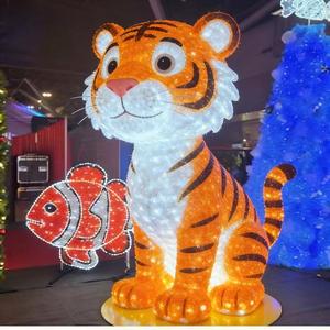 Lampe LED 3D motif tigre grande taille, étanche IP65, sculpture animale lumineuse pour zoo, centre commercial, <span class=keywords><strong>paysage</strong></span>, événements Halloween/Noël - Product Image 1