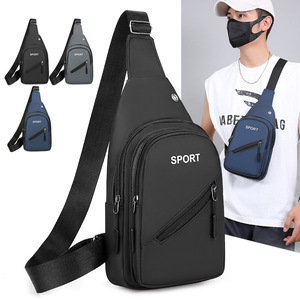 Men's Chest Bag Solid Color Waterproof Crossbody Sport Outdoor Casual Shoulder Bag Dark Blue Gray Black - Product Image 3