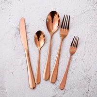 Ensemble de cuillères et fourchettes en acier inoxydable or rose, ensemble de couverts réutilisables en métal noir