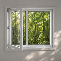 Ventana Abatible Moderna de PVC que Ahorra Espacio, de Acero Inoxidable para Dormitorio/Apartamento, Alternativa a la Abatible y Giratoria, con Cierre Multipunto, Probada por SGS