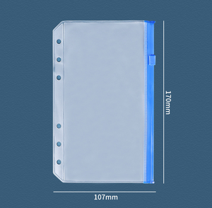 Đa chức năng A6 rõ ràng <span class=keywords><strong>6</strong></span>-<span class=keywords><strong>Ring</strong></span> Frosted PVC Chất kết dính phong bì Pocket Pouch nhựa nộp hồ sơ thư mục đầy màu sắc tiền mặt dây kéo túi - Product Image 2