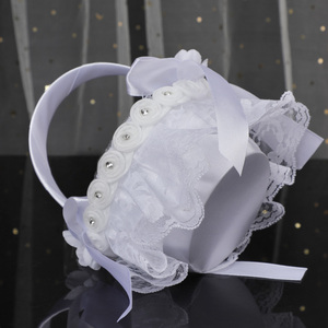 Favores de fiesta de boda para invitados Diamante de imitación Rosa Flor Patrón Cinta Lazo Encaje blanco Mujer Niñas Mujeres Novia Cestas de boda - Product Image 5