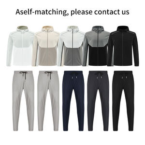 طقم ملابس رياضية للرجال مكون من قطعتين: سترة وبنطلون، بدلة رياضية للجيم والركض في الهواء الطلق مقاومة للماء - Product Image 1